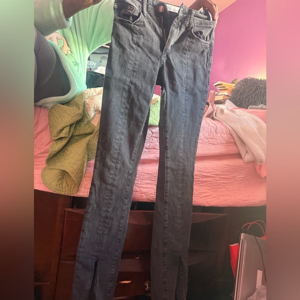 Zara Women's Straight Leg Dark Gray Jeans